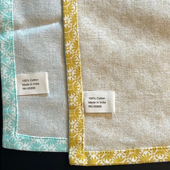 Kate’s Kitchen “retro-chic” cotton dish towels set of 2 mustard & light blue-NWT - Picture 7 of 12